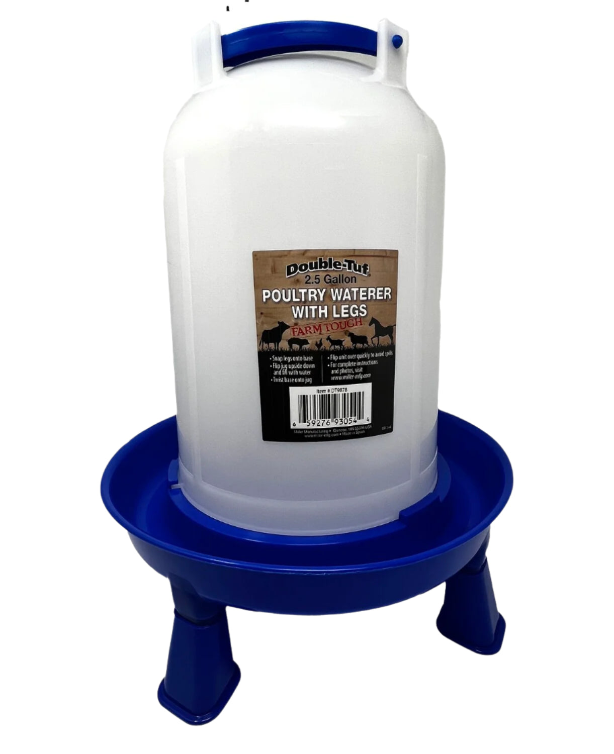 Double-tuf 2.5 gallon poultry waterer with legs