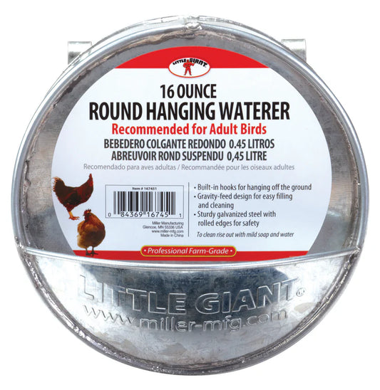 Little Giant Galvanized round Hanging Poultry Waterer