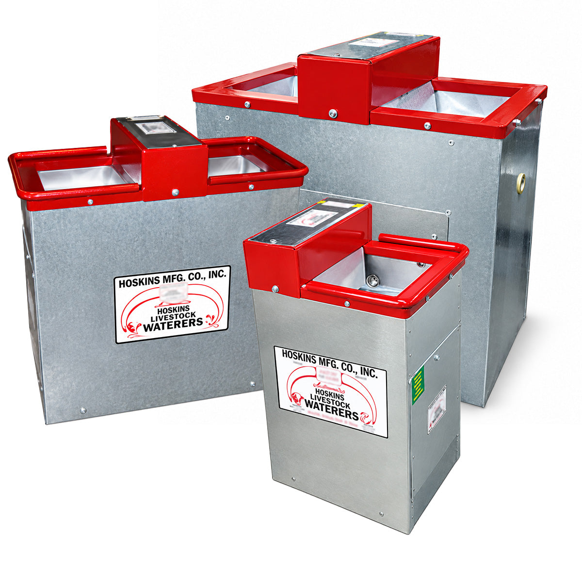 Hoskins horse waterers, compact HC7, HC14 and HC17 stainless tanks on galvanized frames