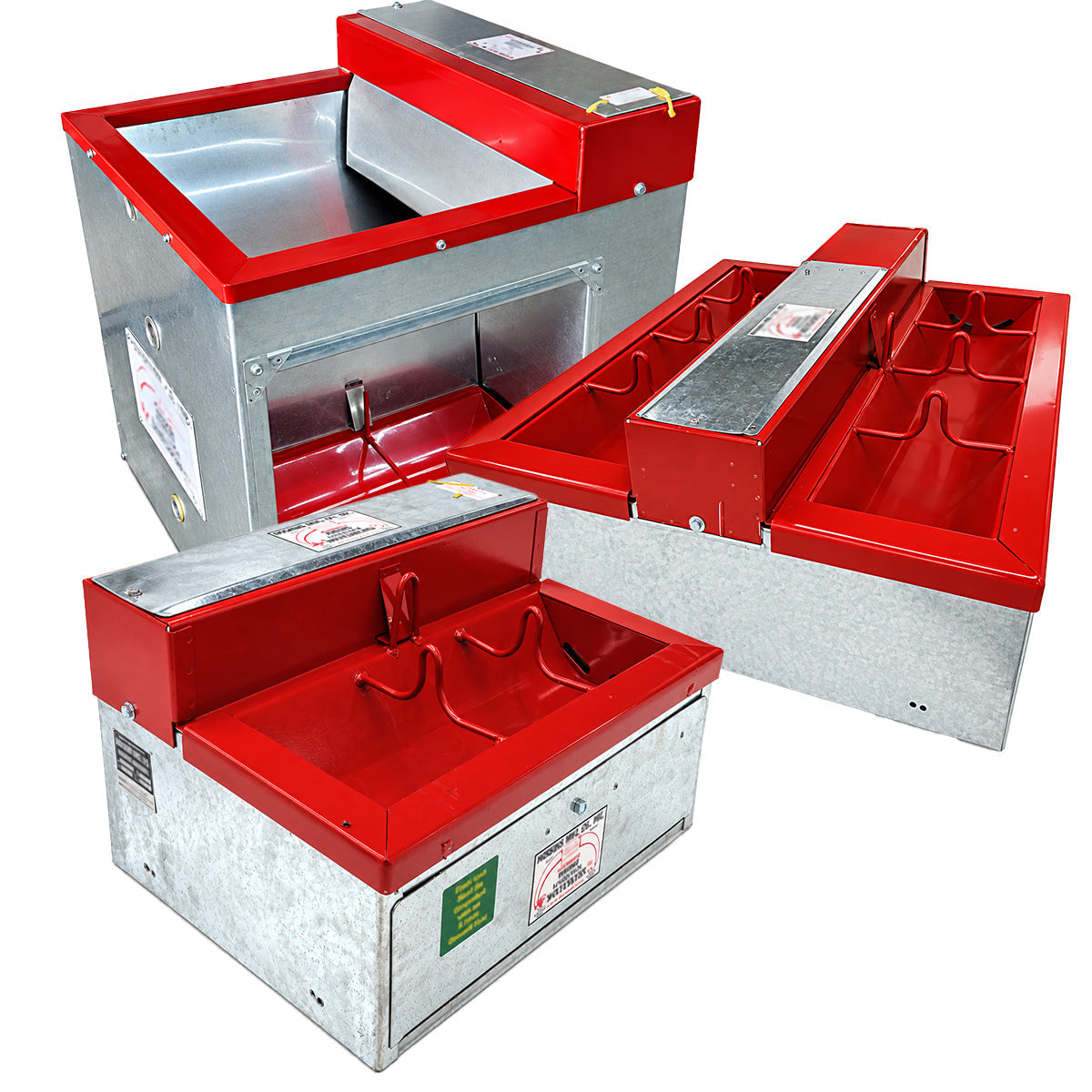 Hoskins pig and hog waterers, low 9 inch H9 troughs and CH combination cattle and hog units