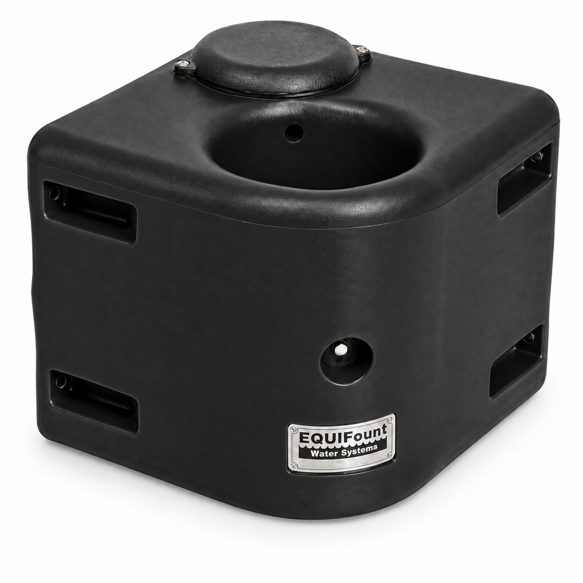 Miraco EquiFount 1100 corner mount single stall horse waterer in Black