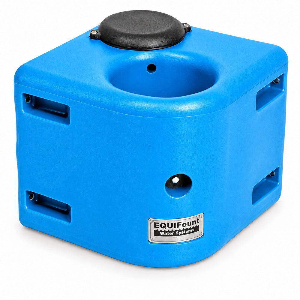 Miraco EquiFount 1100 corner mount single stall horse waterer in Blue