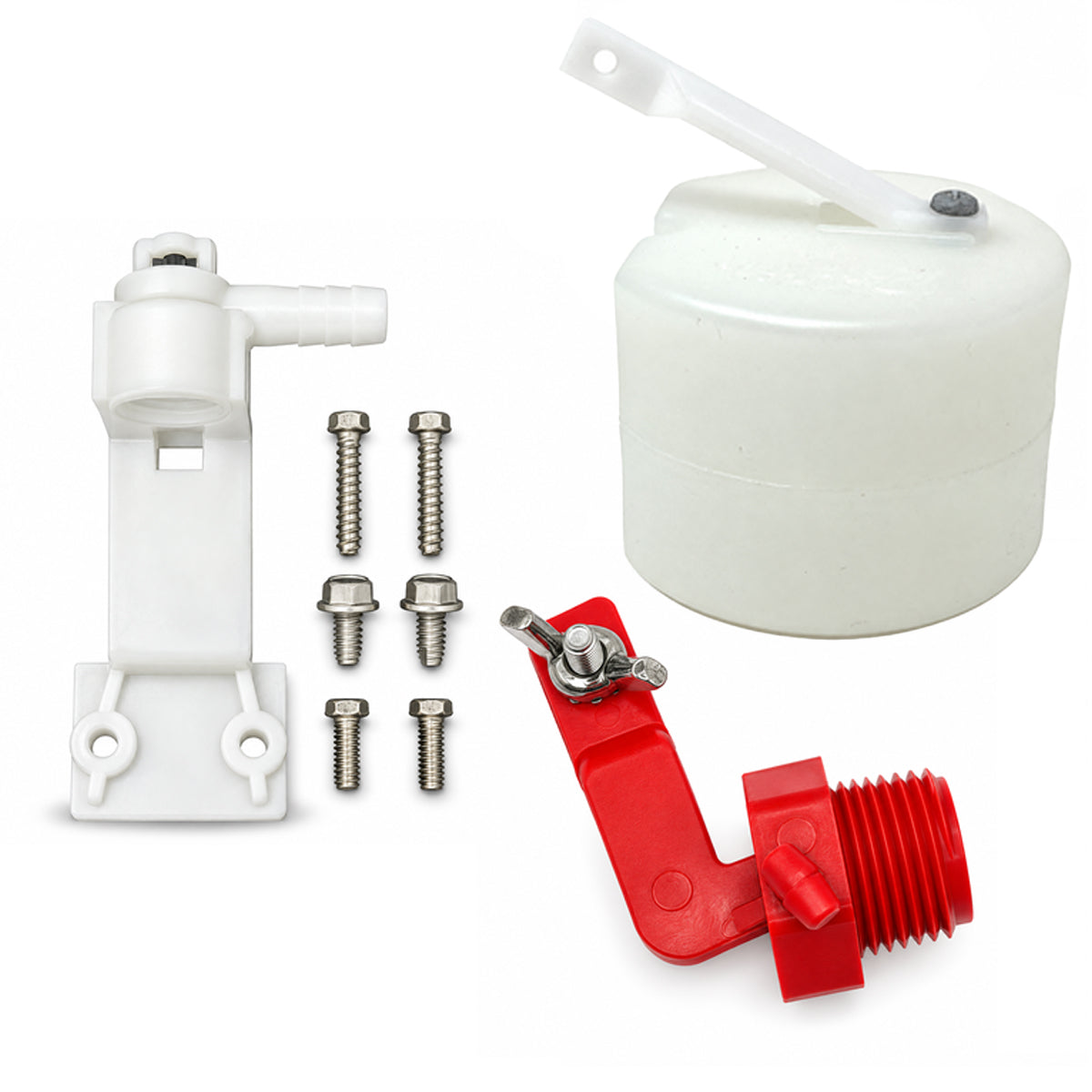 Ritchie valve bracket 11515, 1/2 in. red valve 12575 and short arm float 13613, repair kit contents