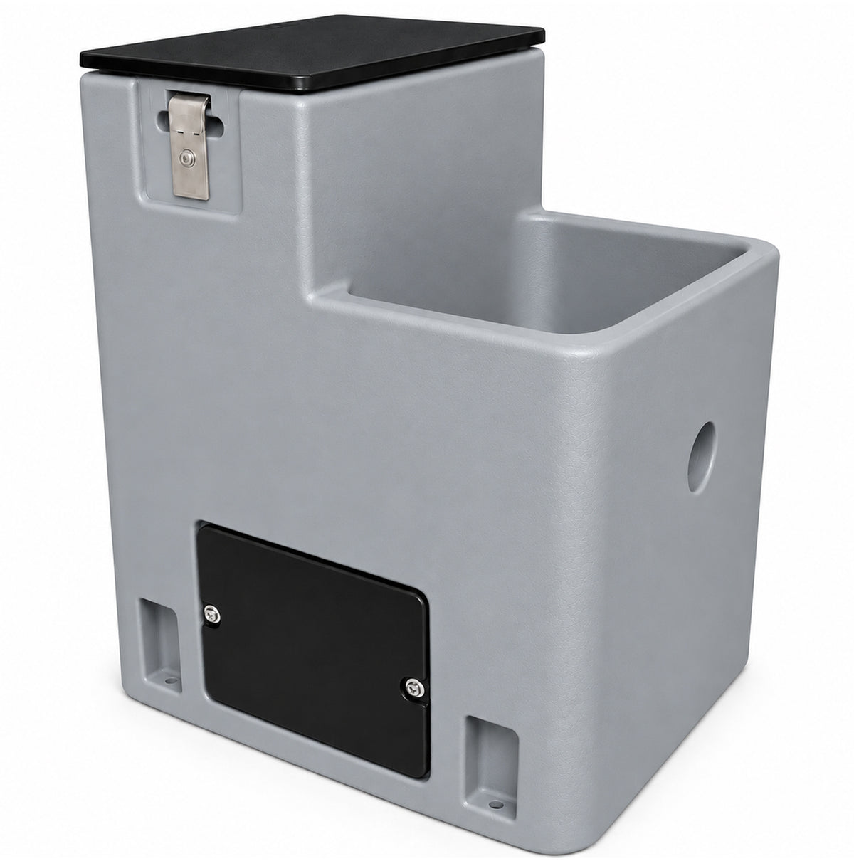 Miraco LilSpring 2800 single trough automatic waterer in grey, energy free livestock waterer with black valve compartment lid
