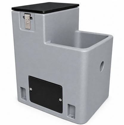 Miraco LilSpring 2800 single trough automatic waterer in grey, energy free livestock waterer with black valve compartment lid