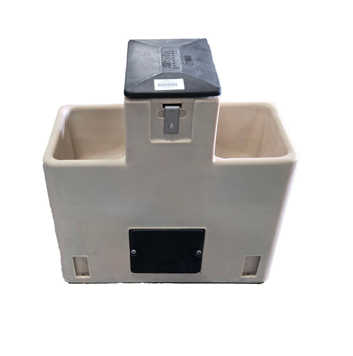 Miraco LilSpring 2900 two trough energy free automatic waterer in beige, angled view of both troughs
