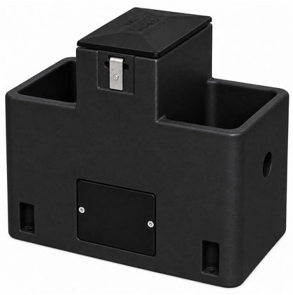 Miraco LilSpring 2900 two trough automatic waterer in black, energy free livestock waterer with black valve compartment lid