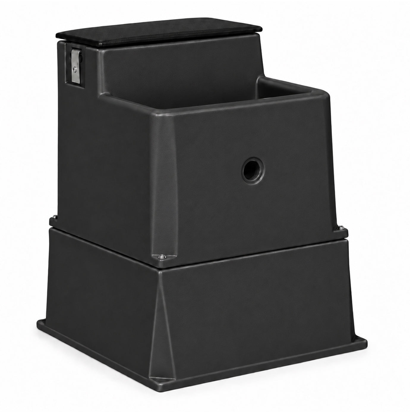 Miraco LilSpring 3000 automatic waterer with the 3002 extension base in black, energy free waterer for small animals with black valve compartment lid