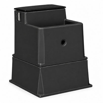 Miraco LilSpring 3000 automatic waterer with the 3002 extension base in black, energy free waterer for small animals with black valve compartment lid