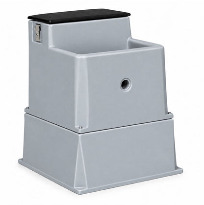 Miraco LilSpring 3000 automatic waterer with the 3002 extension base in grey, energy free waterer for small animals with black valve compartment lid