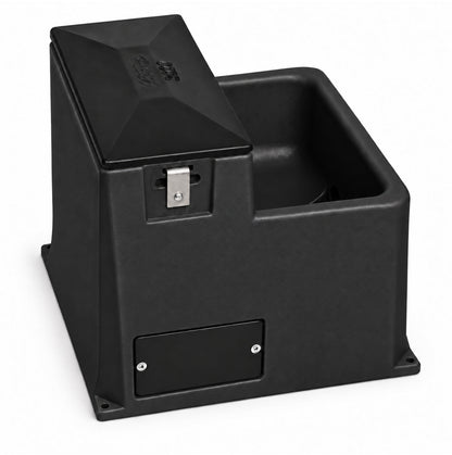 Miraco LilSpring 3000 automatic waterer in black, energy free waterer for small animals with black valve compartment lid