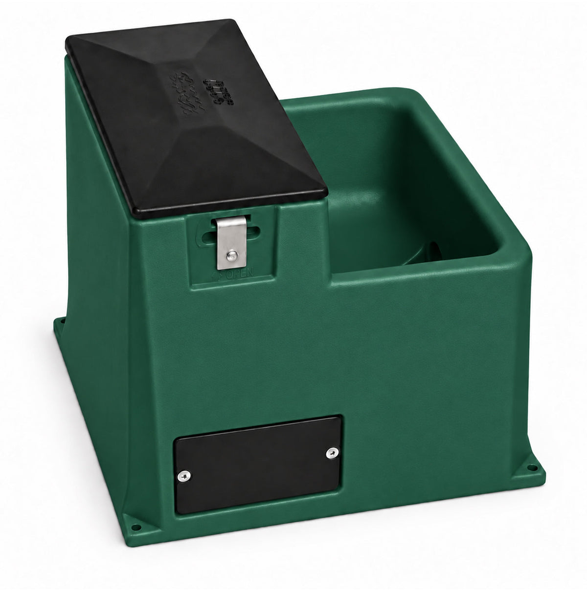 Miraco LilSpring 3000 automatic waterer in green, energy free waterer for small animals with black valve compartment lid