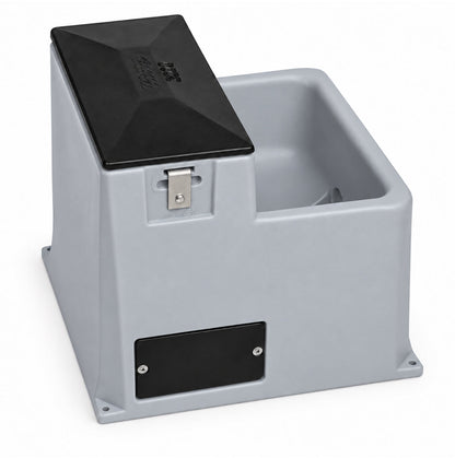 Miraco LilSpring 3000 automatic waterer in grey, energy free waterer for small animals with black valve compartment lid