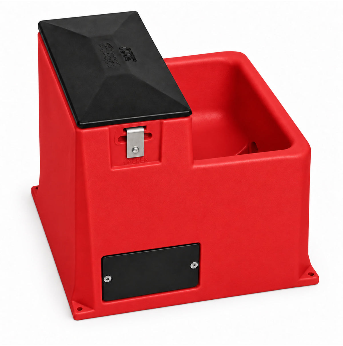 Miraco LilSpring 3000 automatic waterer in red, energy free waterer for small animals with black valve compartment lid