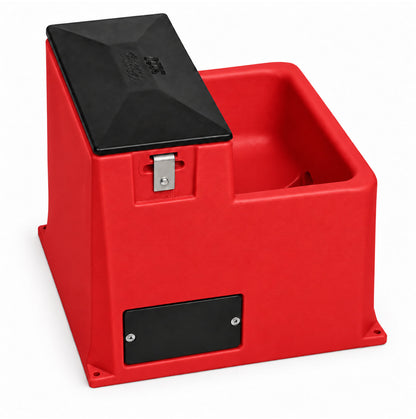 Miraco LilSpring 3000 automatic waterer in red, energy free waterer for small animals with black valve compartment lid