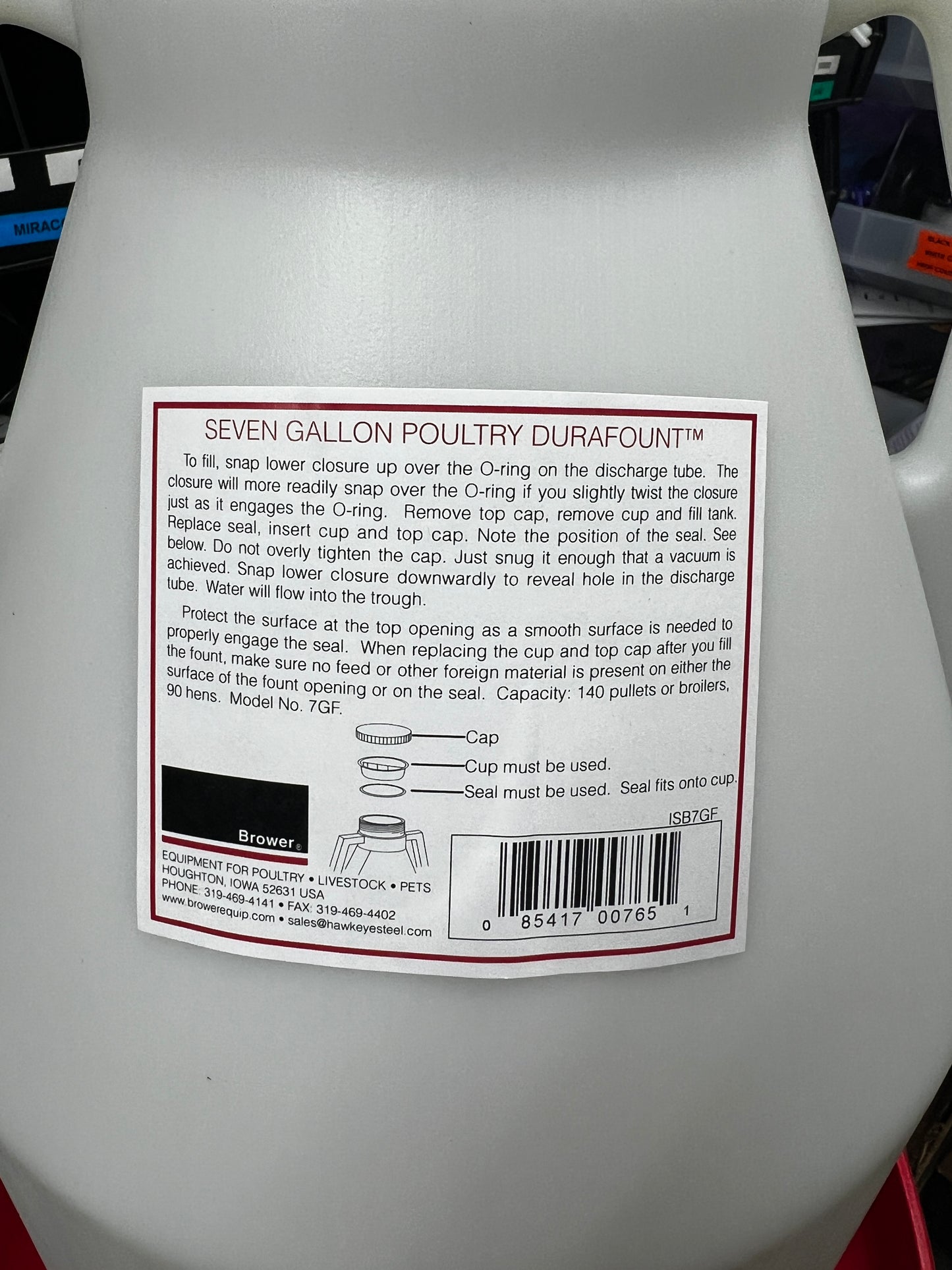 Brower Poultry Fount 7GF - 7 Gallon Waterer