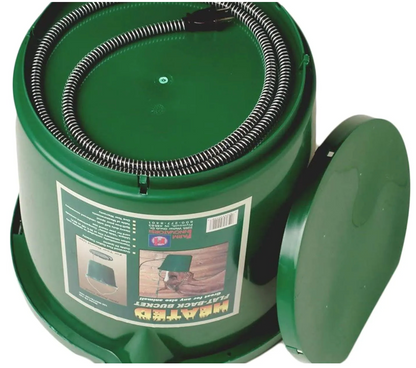 Farm Innovators FB-120 Heated Flat-Back Bucket, 5-Gal (24-Qt), 120W – Thermostat, Anti-Chew Cord, Hide-Away Storage