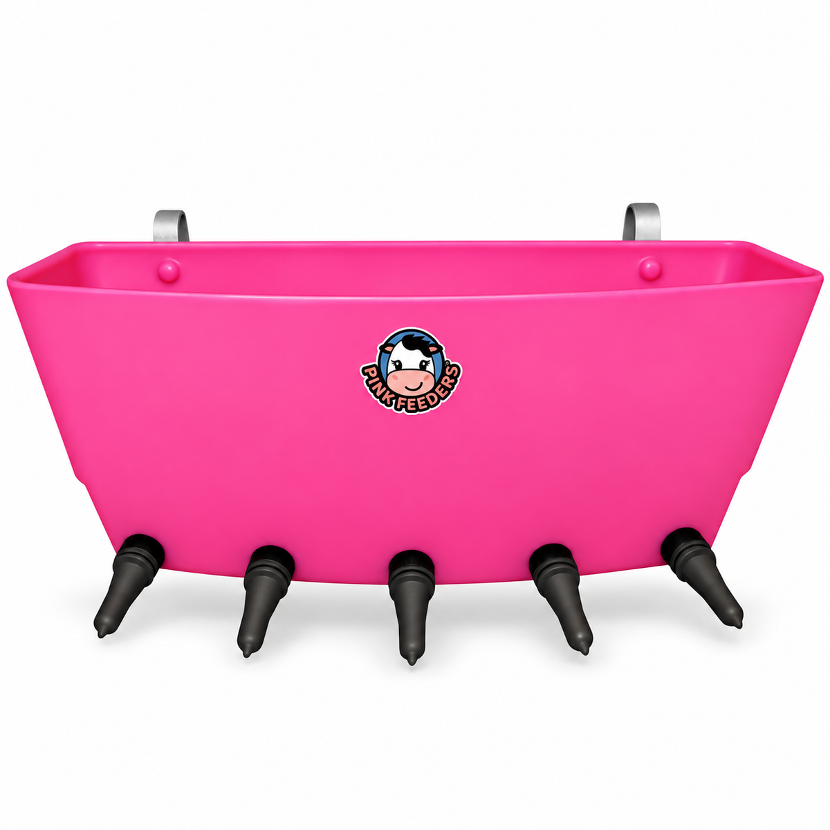 Pink Feeders PF5 five teat calf nursing feeder, 6.6 gallon pink poly trough