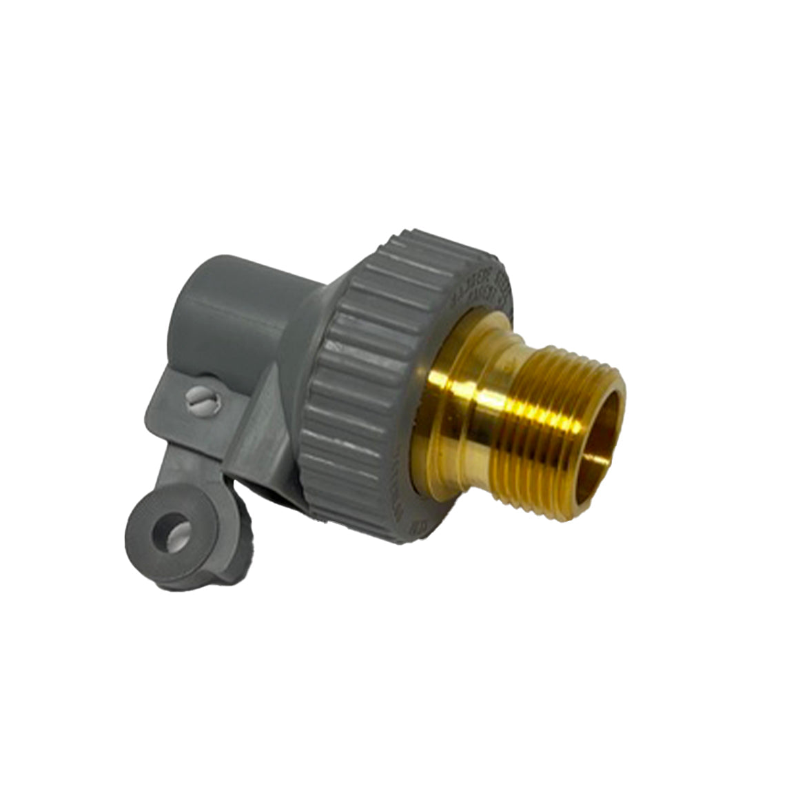 Pride of the Farm VP221 brass base valve, angled view showing the outlet and float arm connection